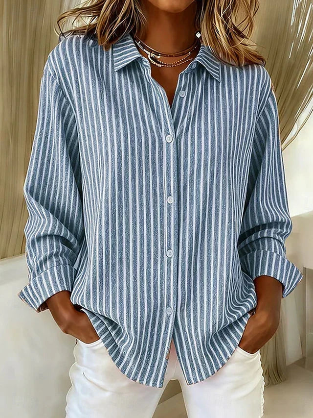 Camisa Estampada Jacqueline | Rayas Clásicas de la S a la 5XL