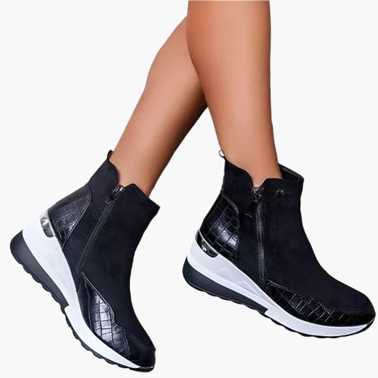 Botines Plataforma Tessa | Efecto Croco con Cremallera
