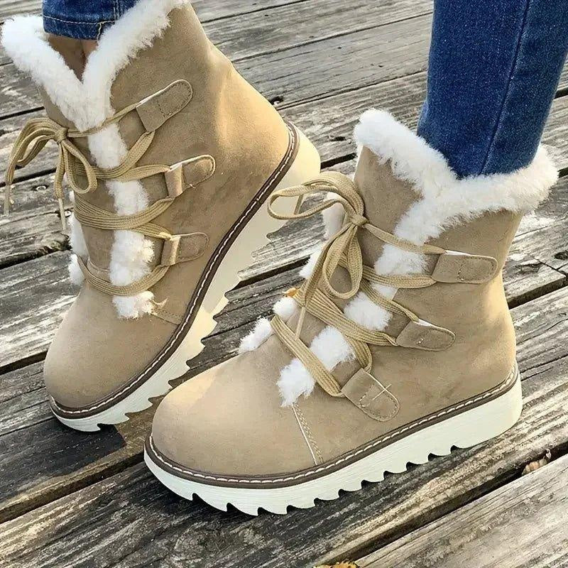 Botas de Invierno Joanna con Borreguito | Cordones y Plataforma