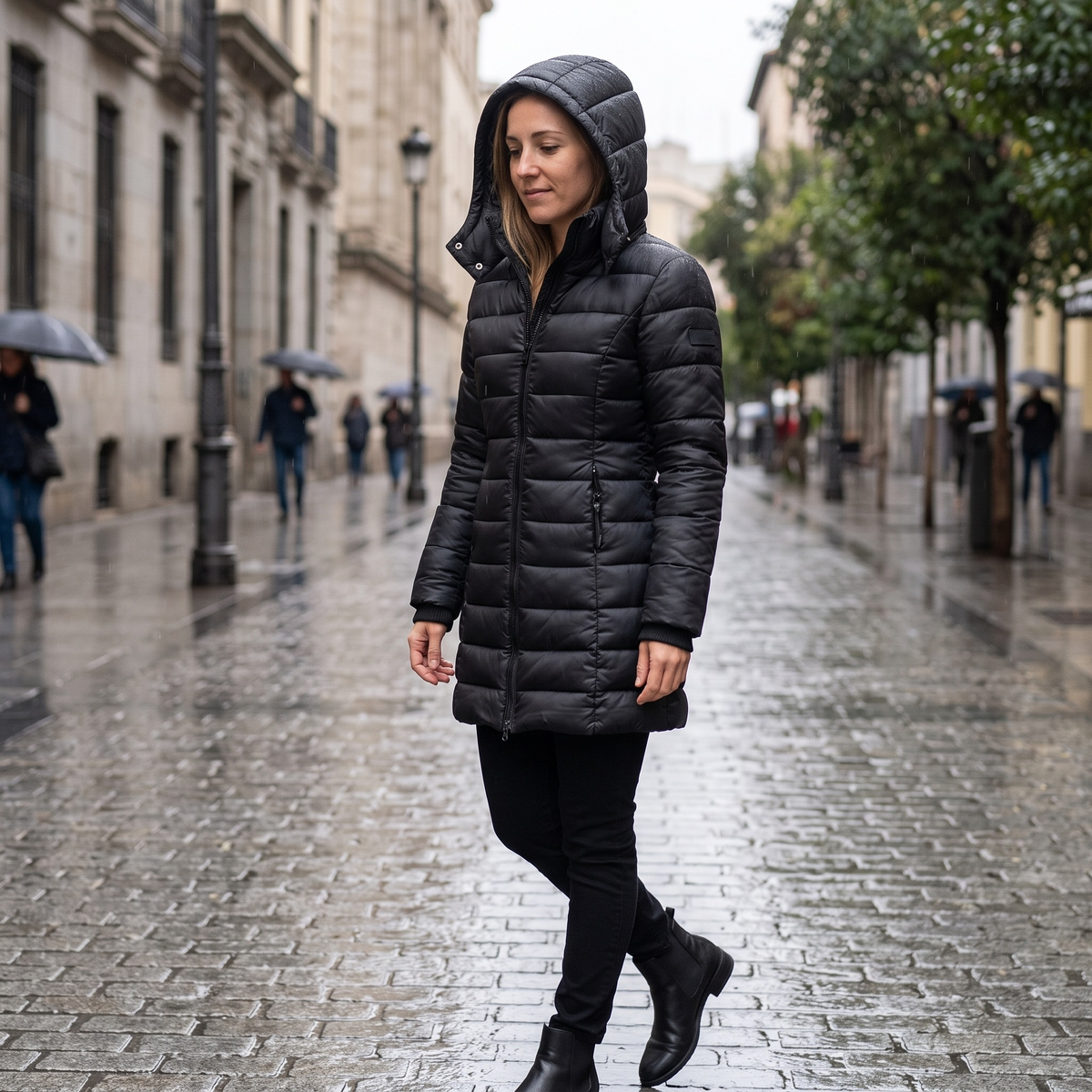 Parka Acolchada Midi con Capucha | Abrigada, Entallada y Favorecedora