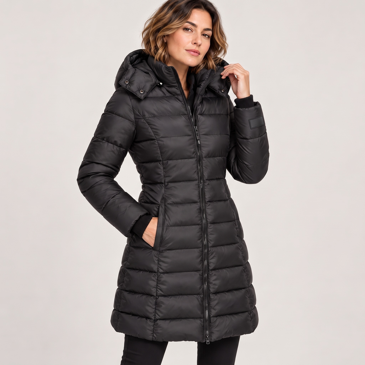 Parka Acolchada Midi con Capucha | Abrigada, Entallada y Favorecedora