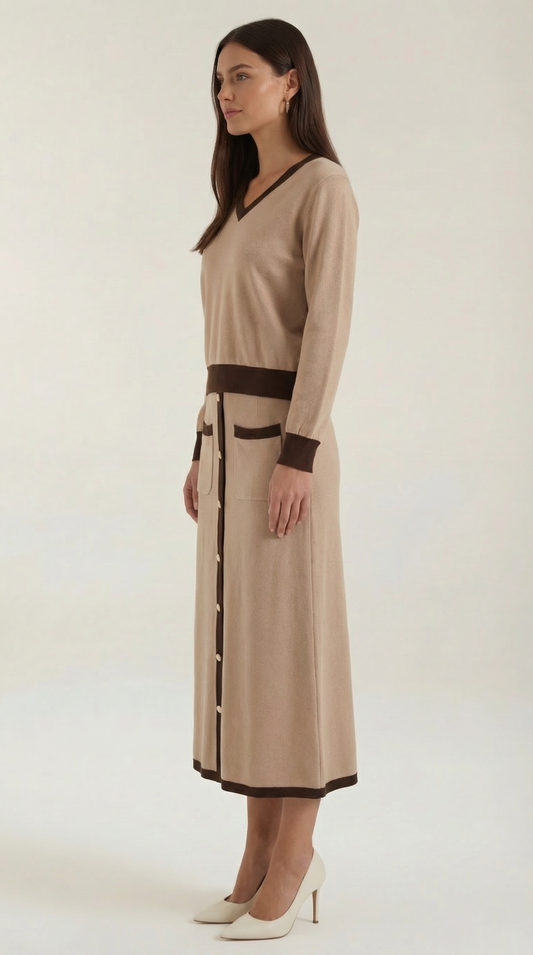 Conjunto Cheryl Jersey y Falda Midi | Encanto Retro
