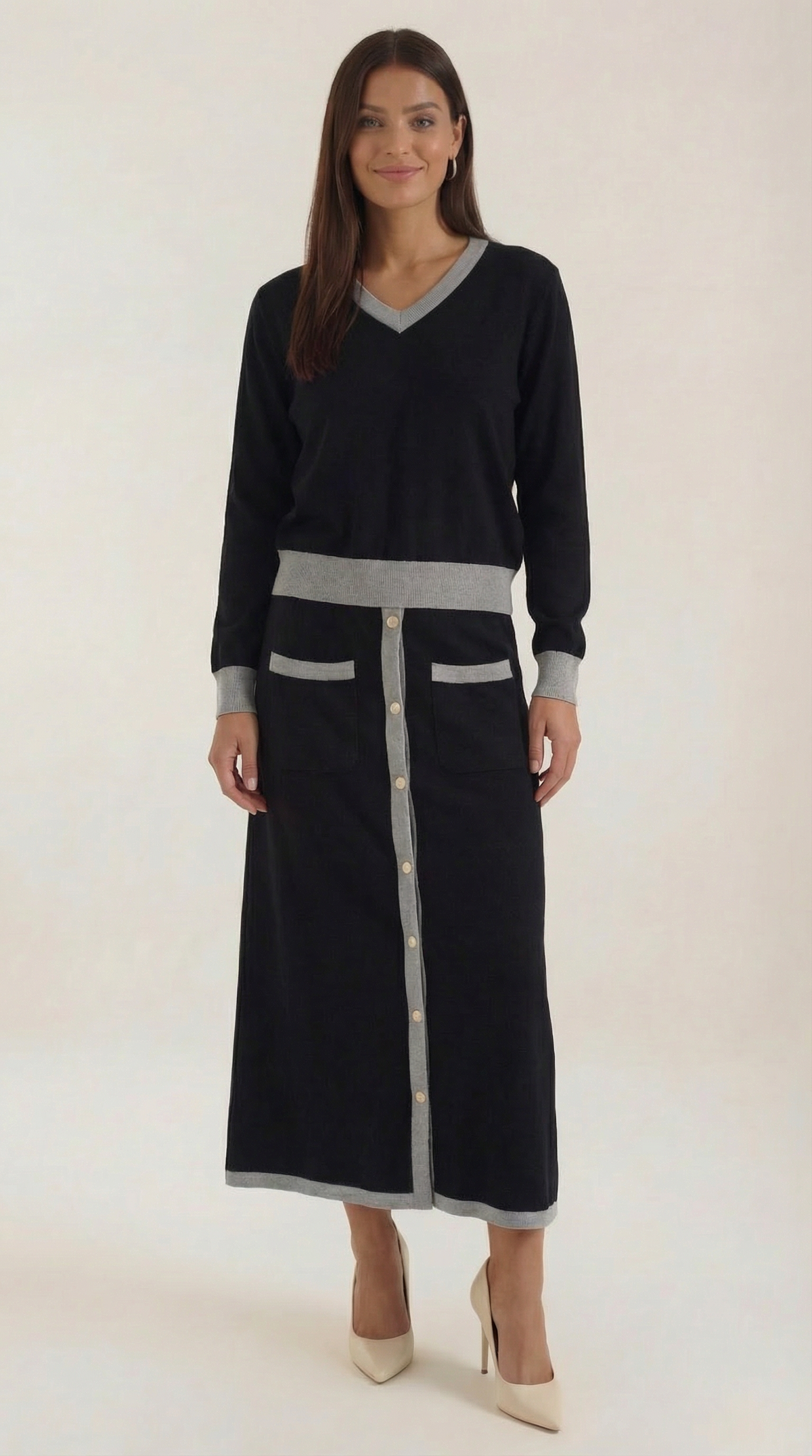 Conjunto Cheryl Jersey y Falda Midi | Encanto Retro