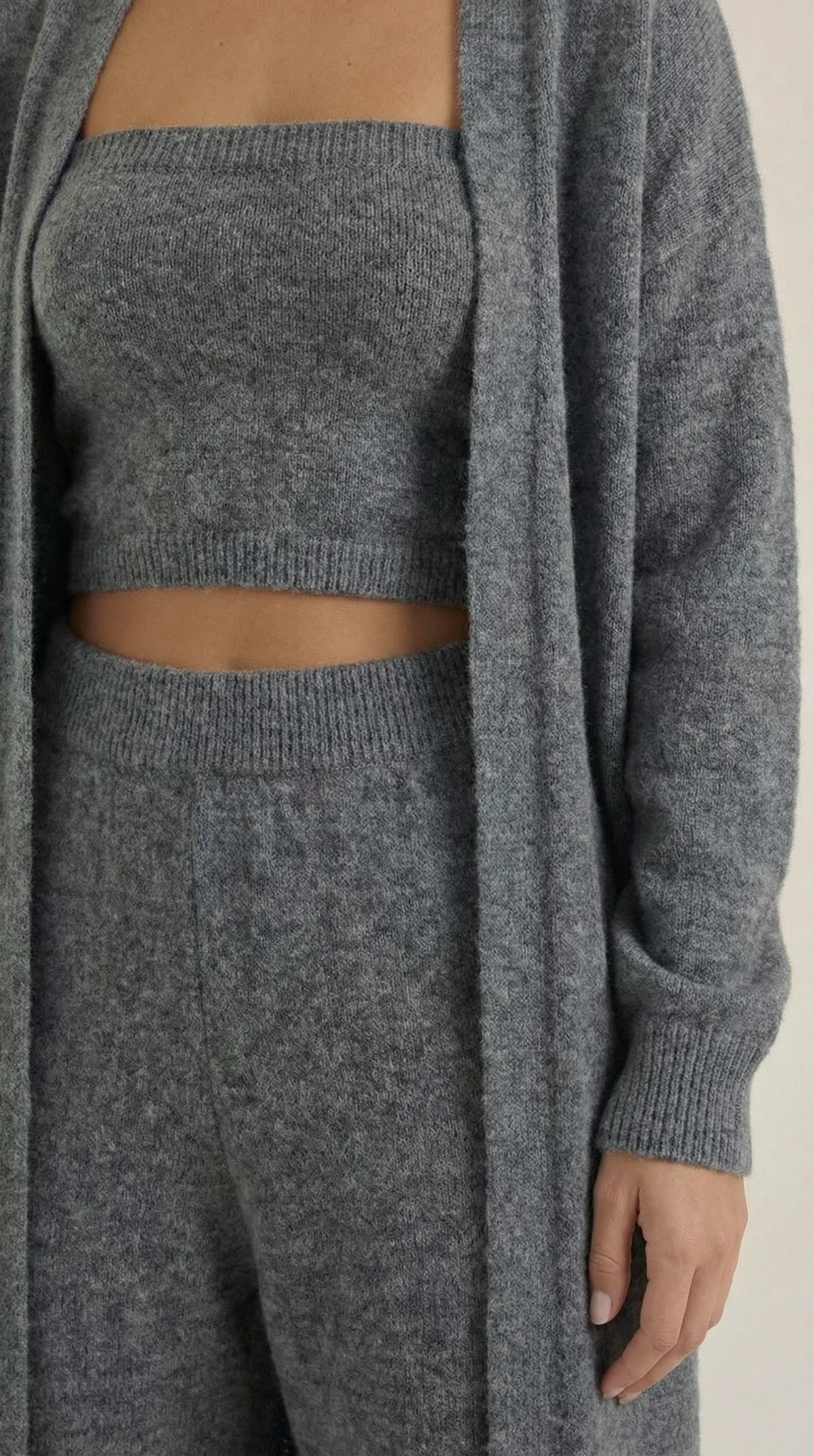 Conjunto de Punto Jeanne 3 Piezas | Cárdigan, Top y Pantalón