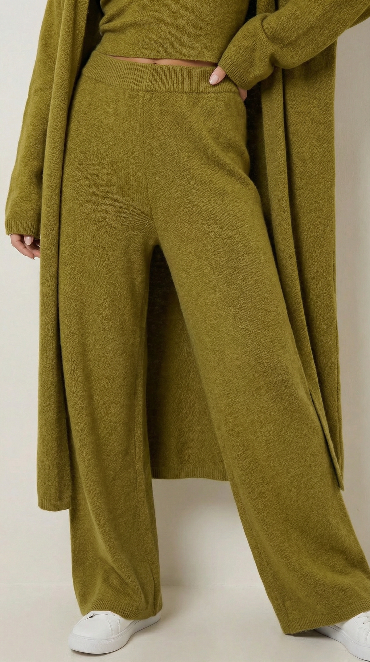 Conjunto de Punto Jeanne 3 Piezas | Cárdigan, Top y Pantalón