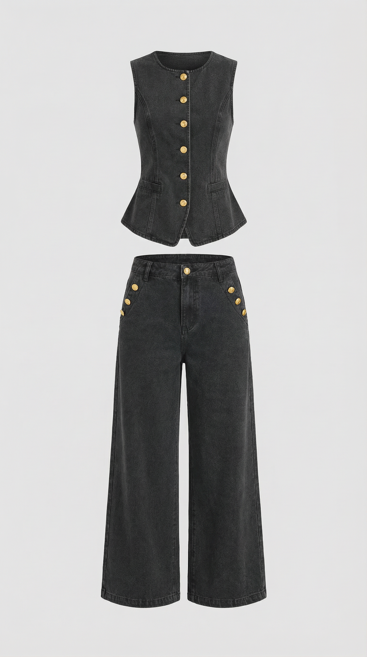Conjunto Rhonda Chaleco y Pantalón | Efecto Denim