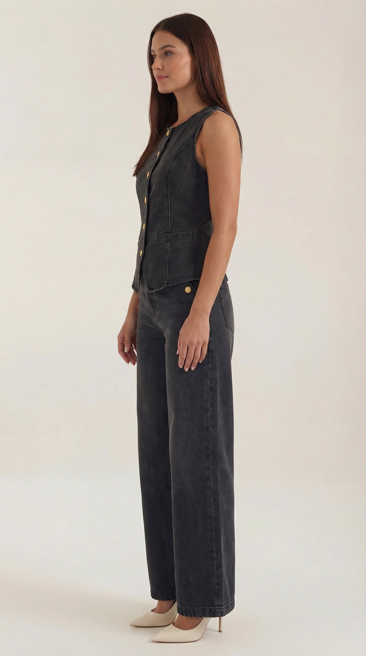 Conjunto Rhonda Chaleco y Pantalón | Efecto Denim