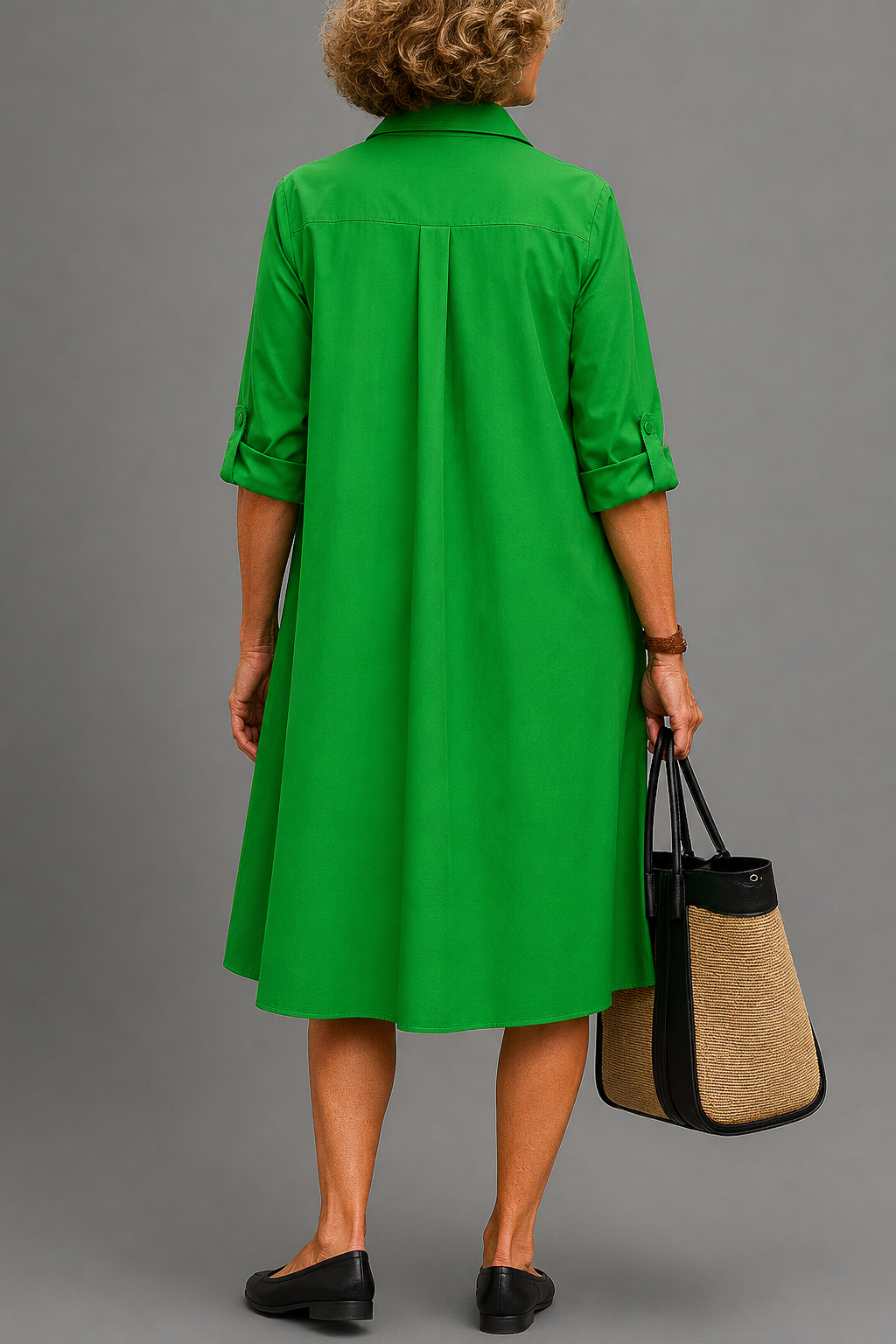Vestido Midi Clara | Verde Elegante para Trabajo y Ocio