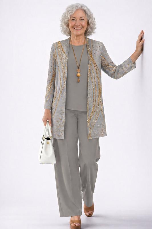 Conjunto Alison 3 Piezas | Cárdigan, Blusa y Pantalón