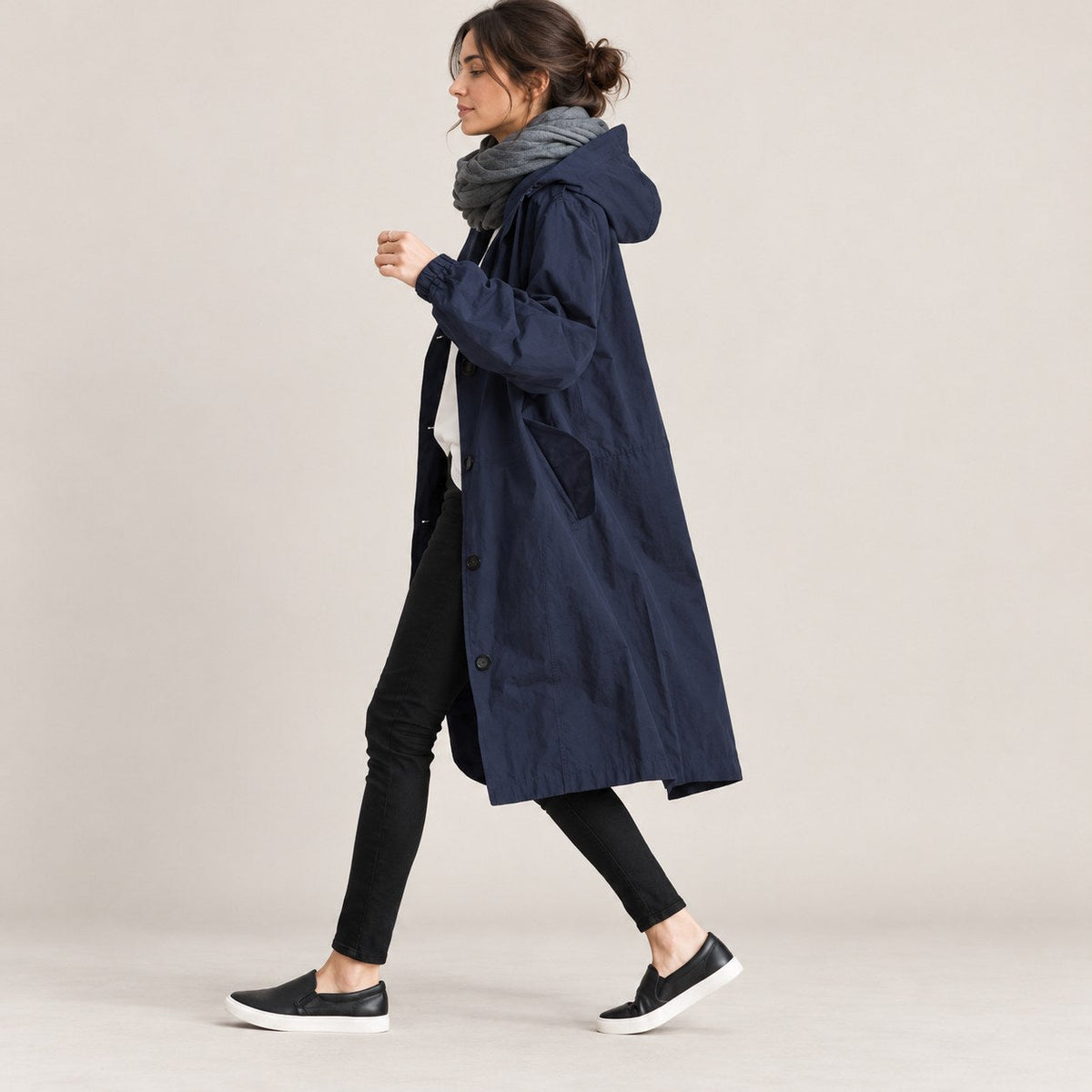 Parka Larga de Entretiempo con Capucha | Cómoda Encima de Todo