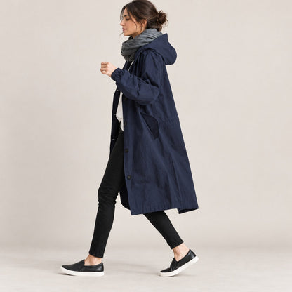 Parka Larga de Entretiempo con Capucha | Cómoda Encima de Todo