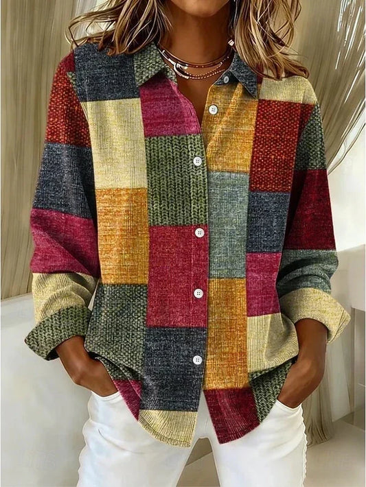 Camisa Estampada Meritxell | Patchwork en Tonos Tierra