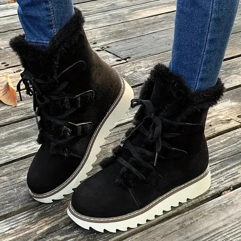 Botas de Invierno Joanna con Borreguito | Cordones y Plataforma