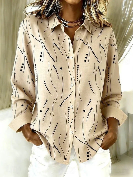 Camisa Estampada Kayle | Patchwork Bohemio en Caqui