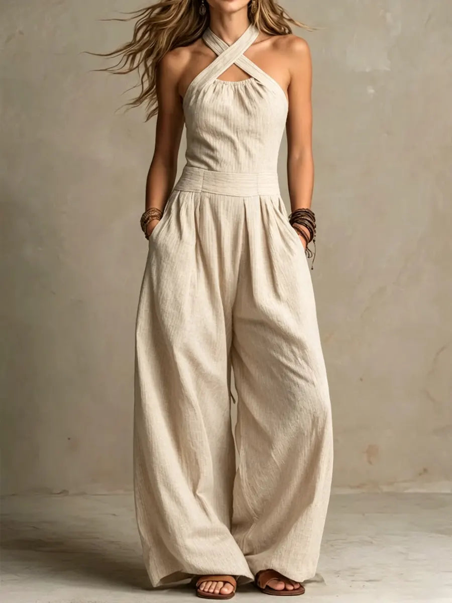 Mono Elisa Escote Halter Cruzado | Elegante y Fluido