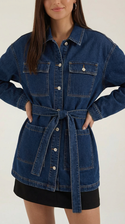 Chaqueta Vaquera Alice con Cinturón | Marca Cintura con Estilo