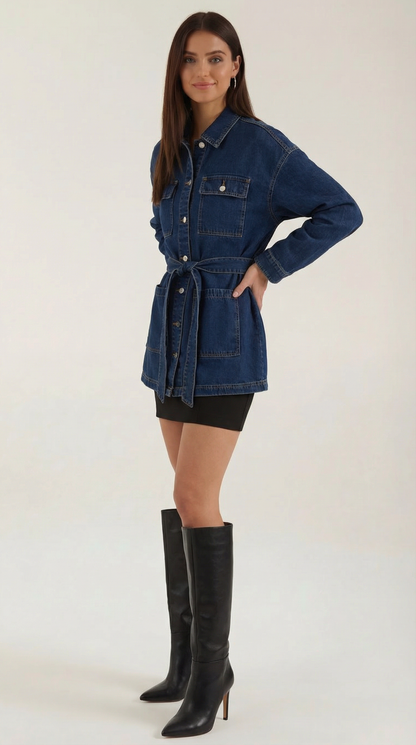 Chaqueta Vaquera Alice con Cinturón | Marca Cintura con Estilo