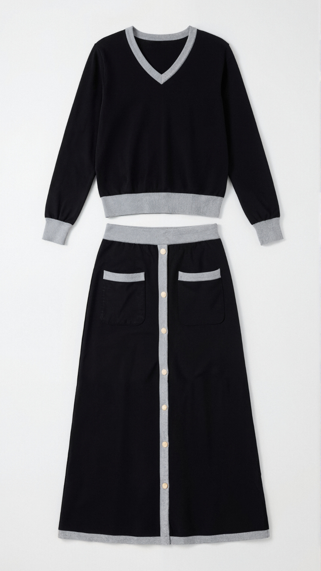 Conjunto Cheryl Jersey y Falda Midi | Encanto Retro