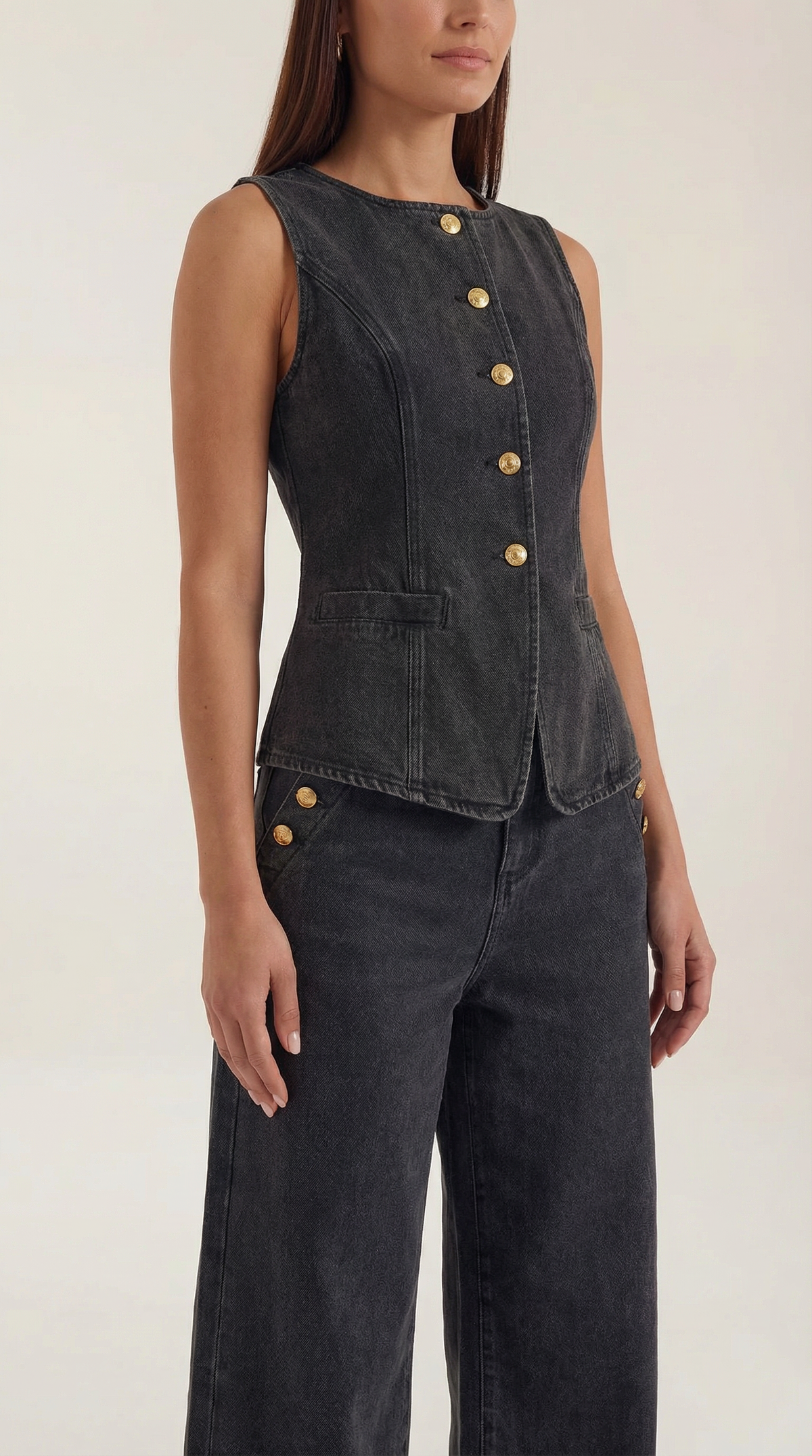 Conjunto Rhonda Chaleco y Pantalón | Efecto Denim