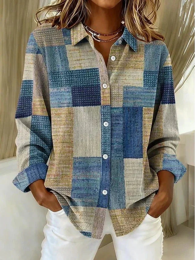 Camisa Estampada Meritxell | Patchwork en Tonos Tierra