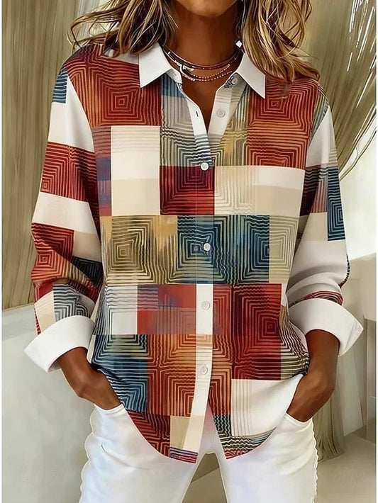 Camisa Estampada Meritxell | Patchwork en Tonos Tierra