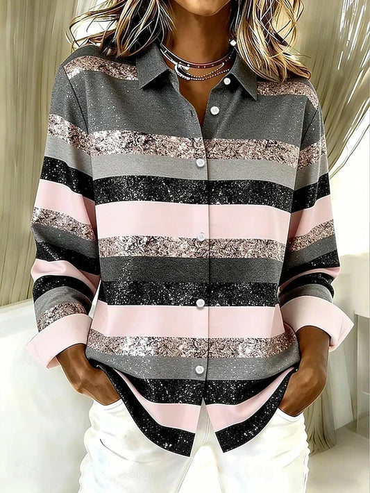 Camisa Estampada Eva | Rayas Retro y Fit Holgado